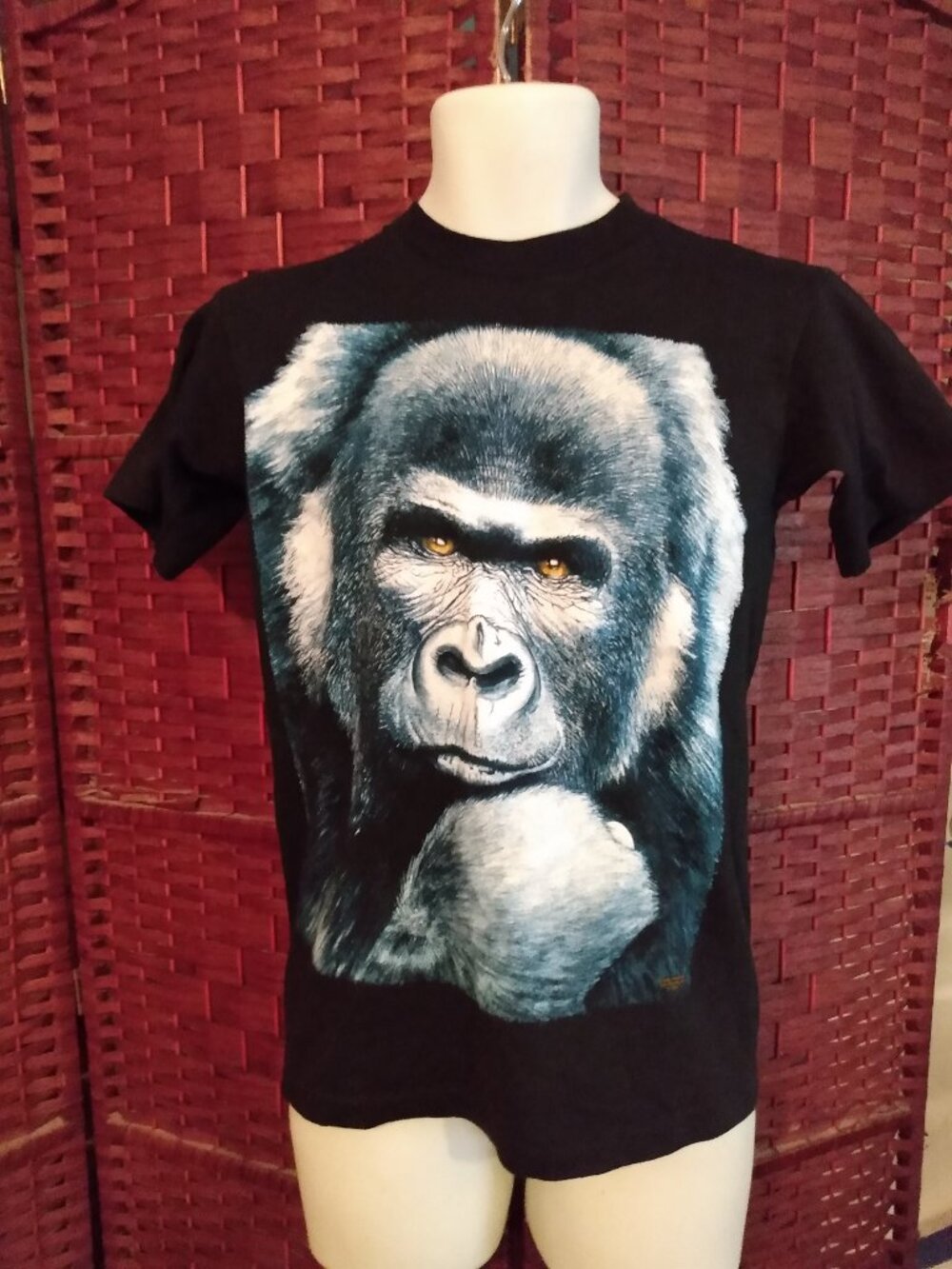 Vintage 90s All Over Gorilla Print T Shirt Single Stitch Youth Large Women